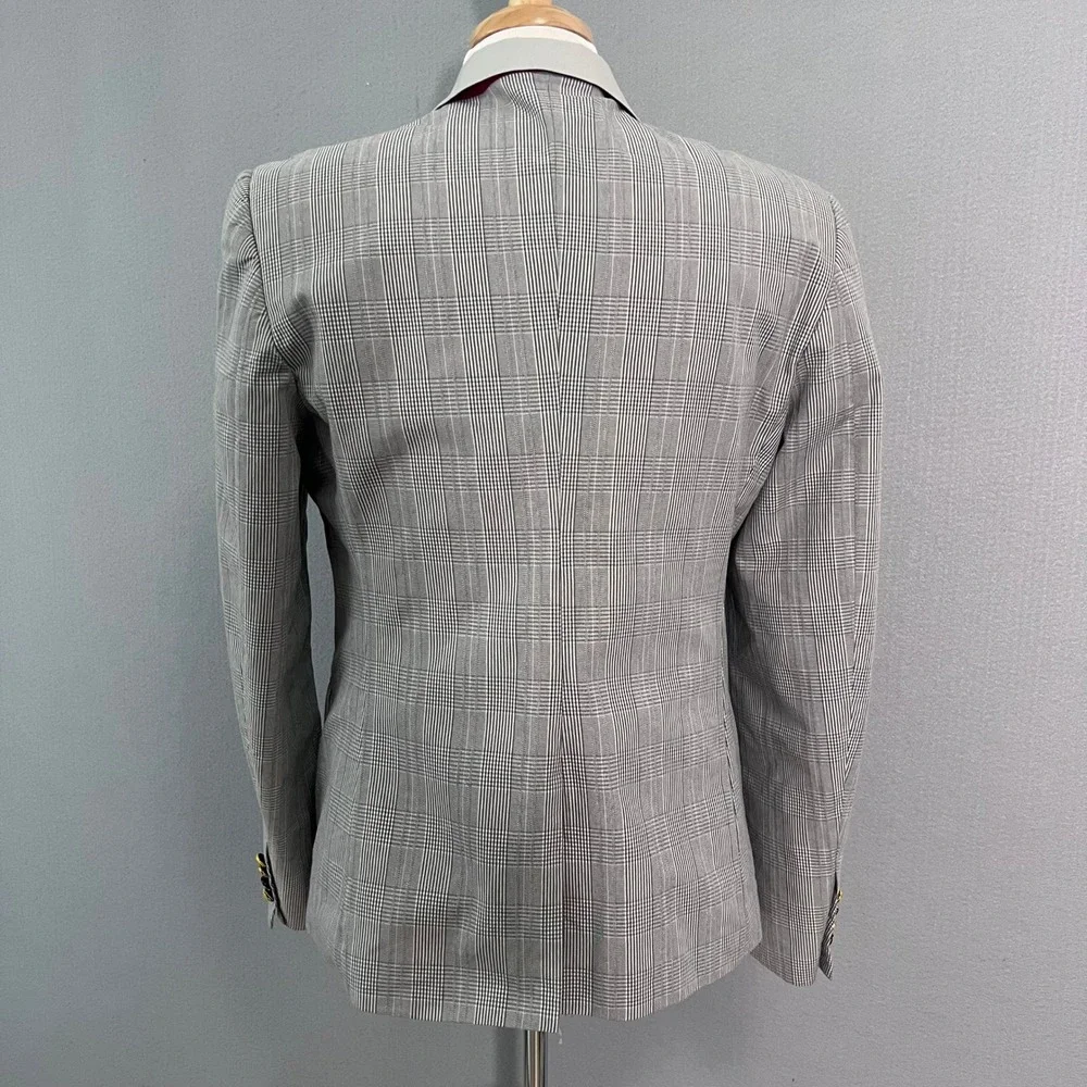 EDGE by WD·NY Blazer Mens L Gray Glen Check Plaid Modern Sport Coat Wedding
